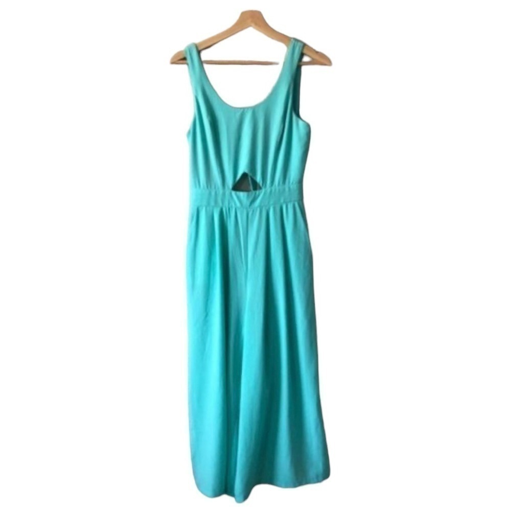 Gianni Bini Turquoise Blue‎ Cut Out Wide Leg Cropped Jumpsuit S